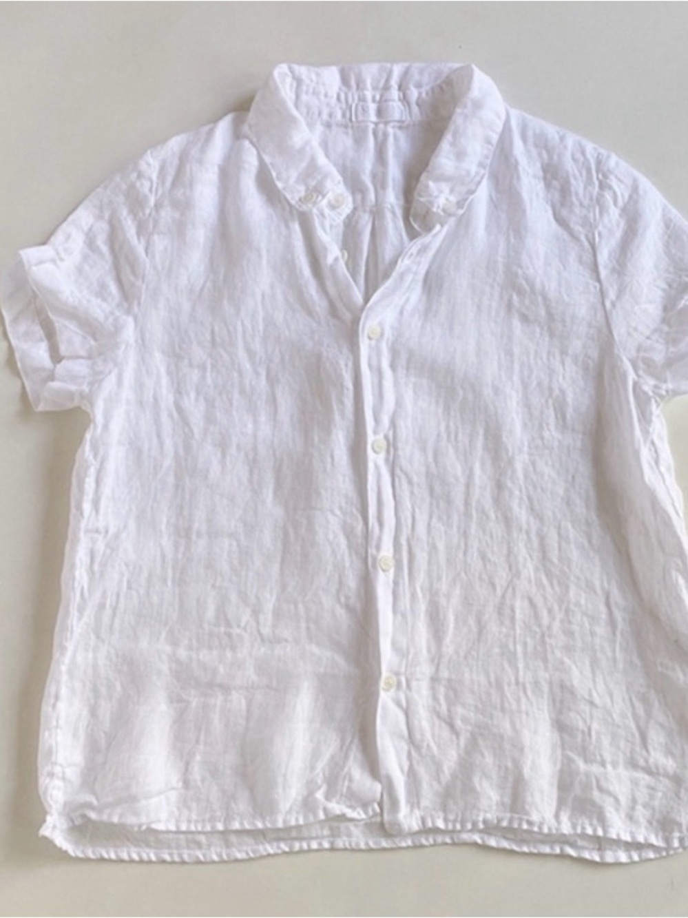 CP Shades |White Linen Short-Sleeve Shirt Sz S